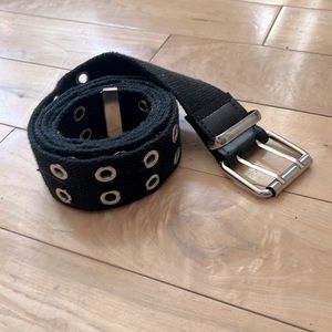 Eyelet Black Cotton Belt